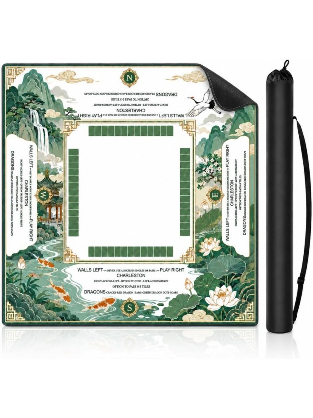 Non-Slip Mahjong Mat 31.5 Inch with Rules - Perfect for Game Nights